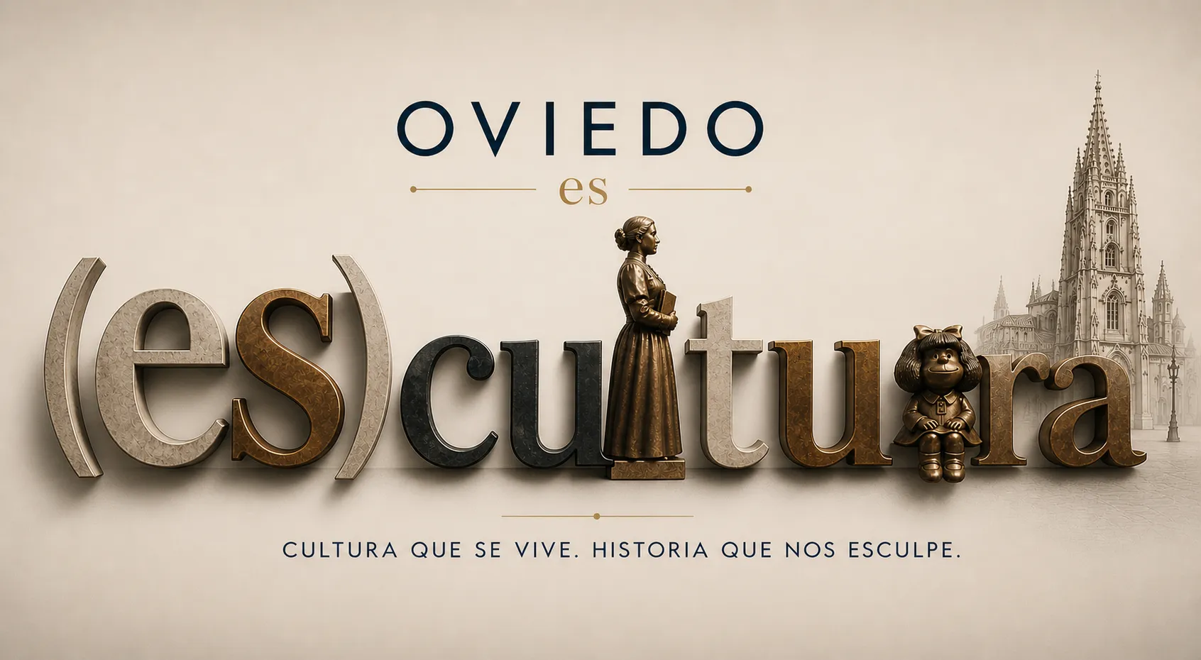 Promotional infographic on the sculptures of Oviedo