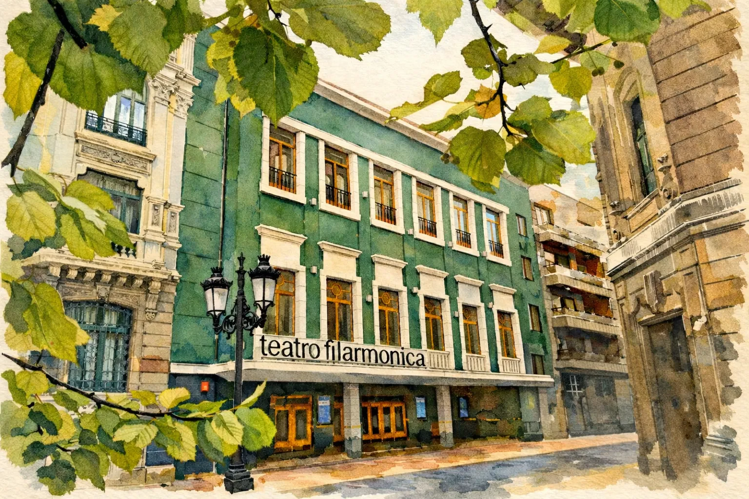 imagen del techo del teatro filarmónica de oviedo