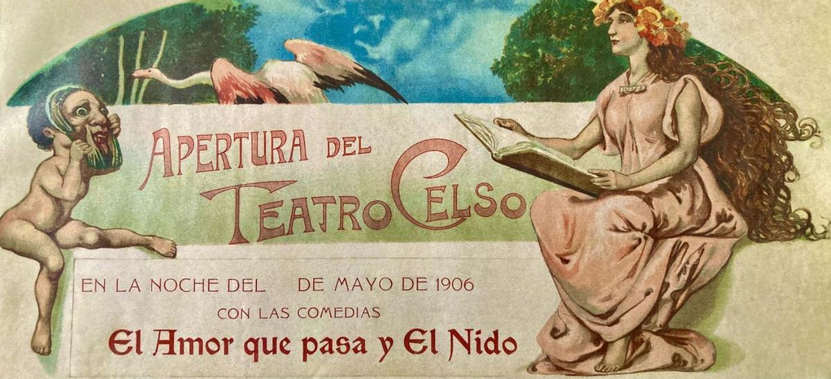 Folleto vintage en el que varios artistas dedicaron versos al Teatro Celso