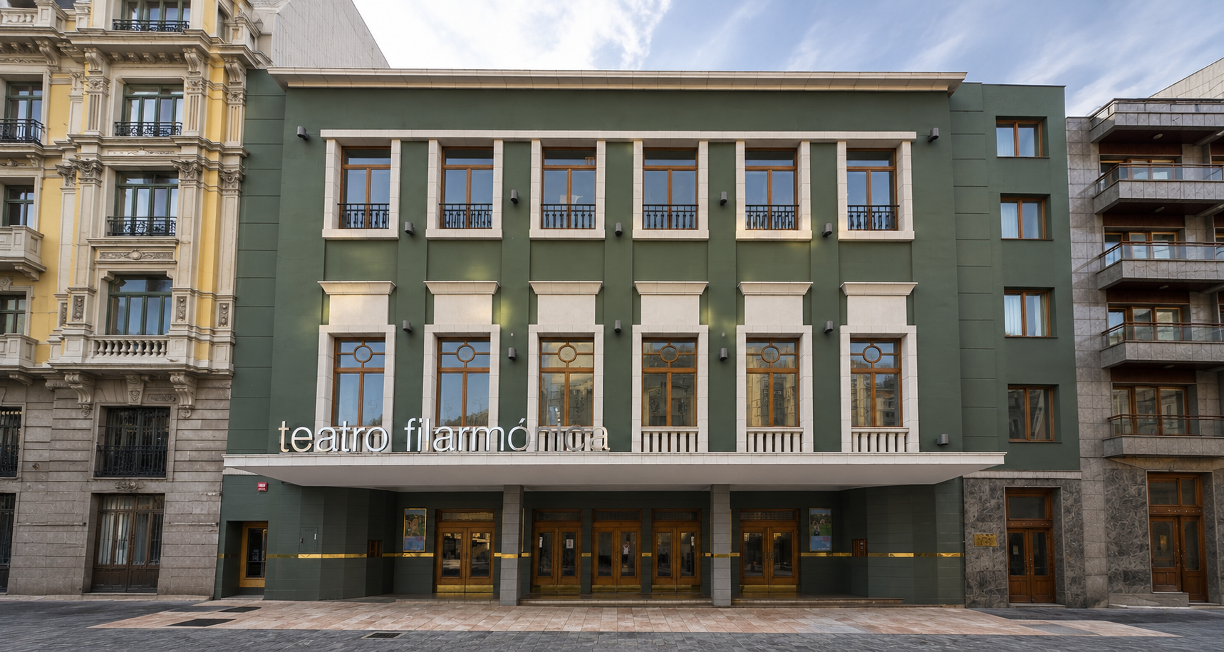 Recreación de imagen del proyecto primitivo del teatro, obra de Ramón González Villamil